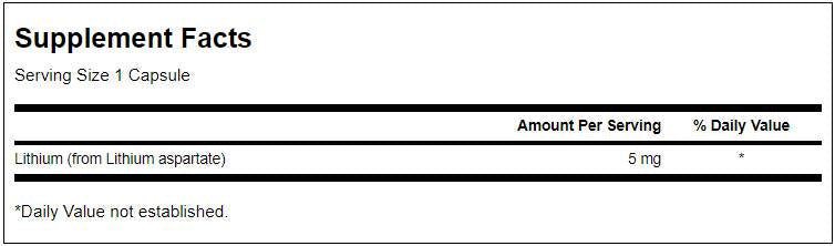 Aspartat de litiu 5 mg 100 capsule