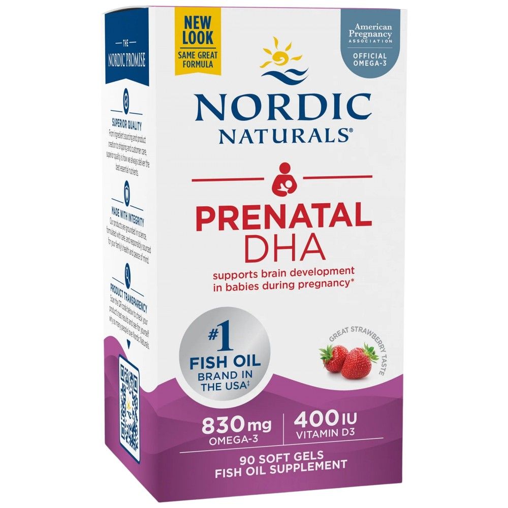 DHA prenatal 830 mg | Cu 400 UI D3 - 90 capsule de gel masticabile