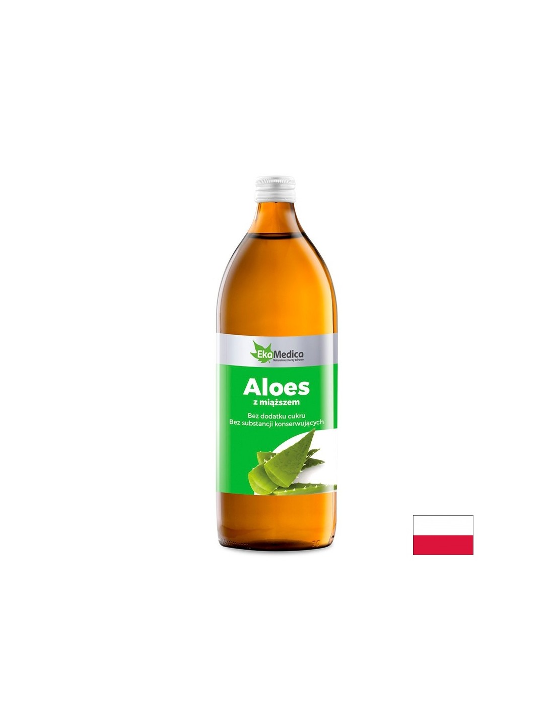 Suc de aloe vera cu bucati de aloe, 1 L EkaMedica