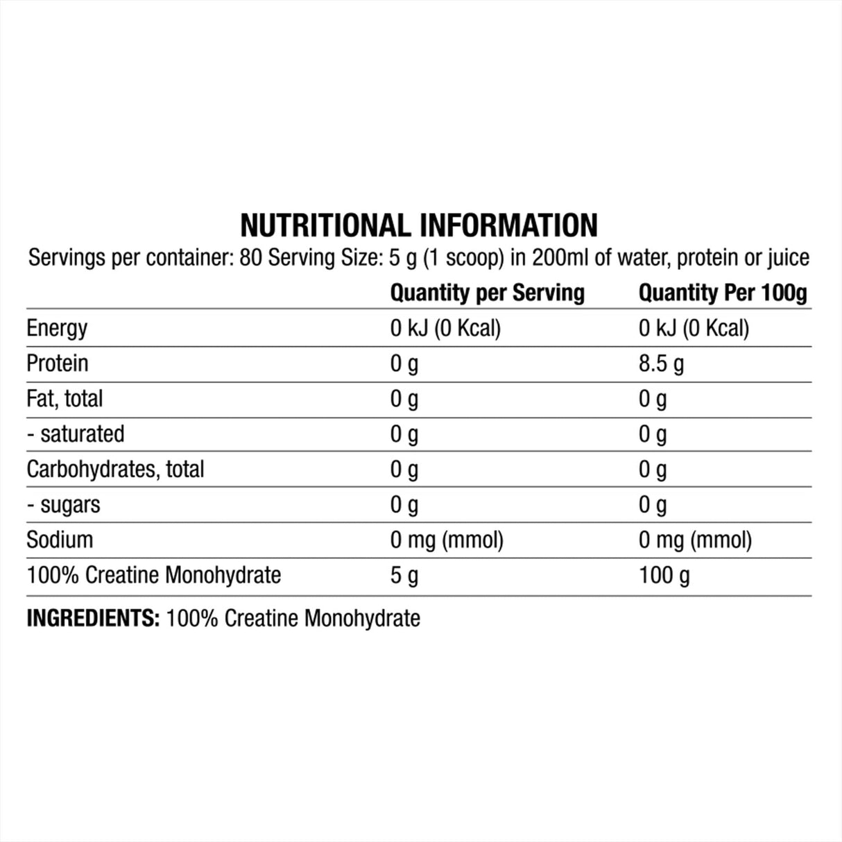 Pudră monohidrat de creatină 100% - 400 grame