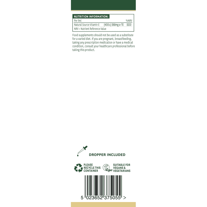 Vitamina E lichidă naturală (ulei de vitamina E naturală 100%) 20.000iu 50ml NaturesAid