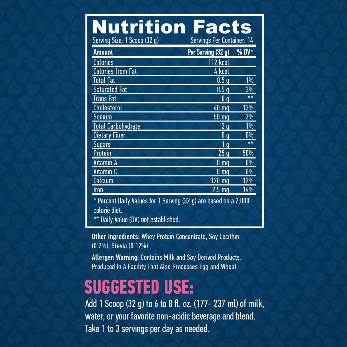 Proteine din zer natural 100% pură / Stevia - 0,454 kg
