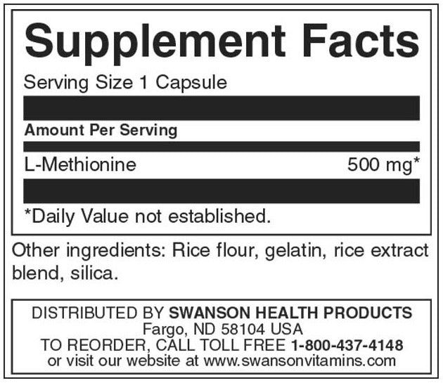 L-Metionină 100% pură 500 mg - 30 capsule