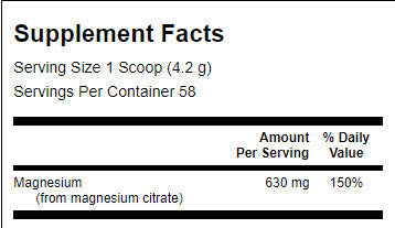 Pudră de citrat de magneziu 100% pur - 227 grame