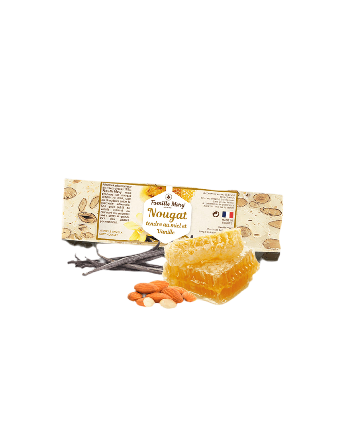 Nuga fragedă cu miere, migdale și vanilie, 100 g