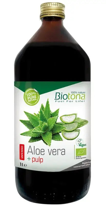 Suc organic de Aloe Vera cu bucăți, 1000 ml., Pulpă de Aloe Vera Biotona