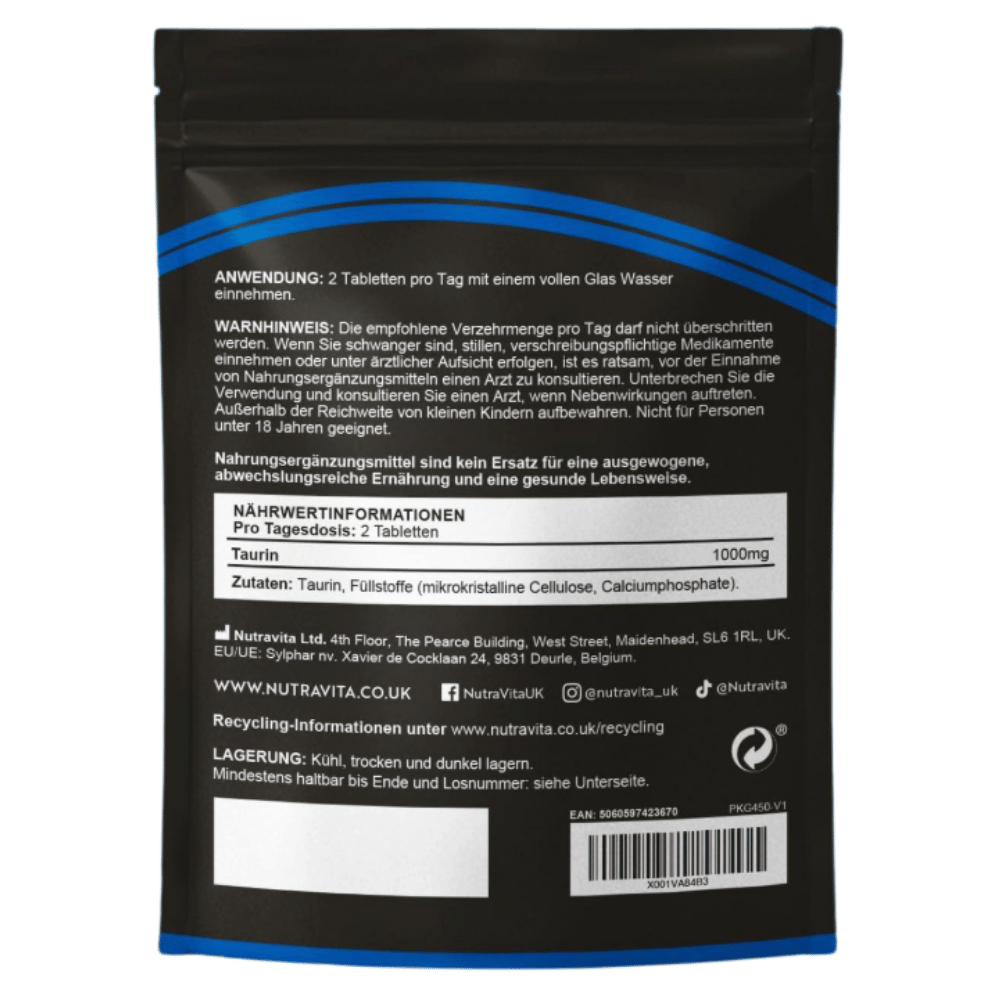 Taurină 1000 mg /180 comprimate, 90 de zile /