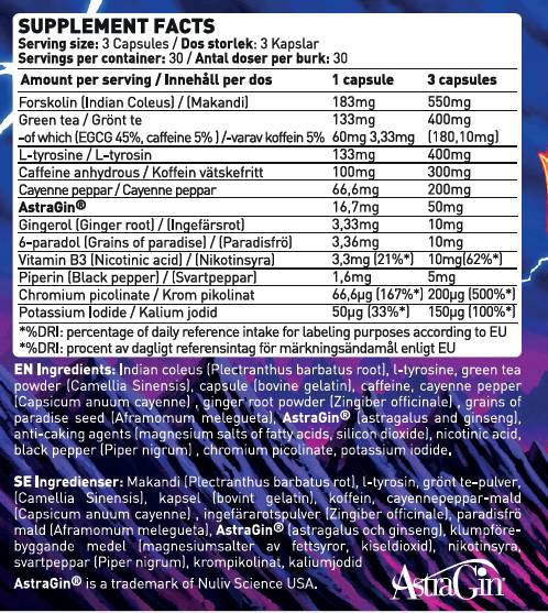 Focul Iadului | cu Forskolin, Grains of Paradise & Green Tea - 90 capsule