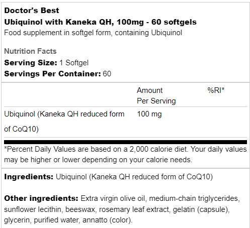 BEST Ubiquinol Kaneka QH 50 mg - 90 capsule de gel