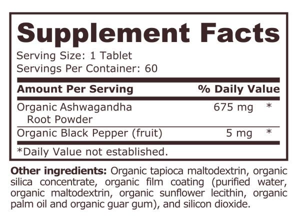 Pure Nutrition - ASHWAGANDHA ORGANIC - 60 tablets - Nutra Best Europe