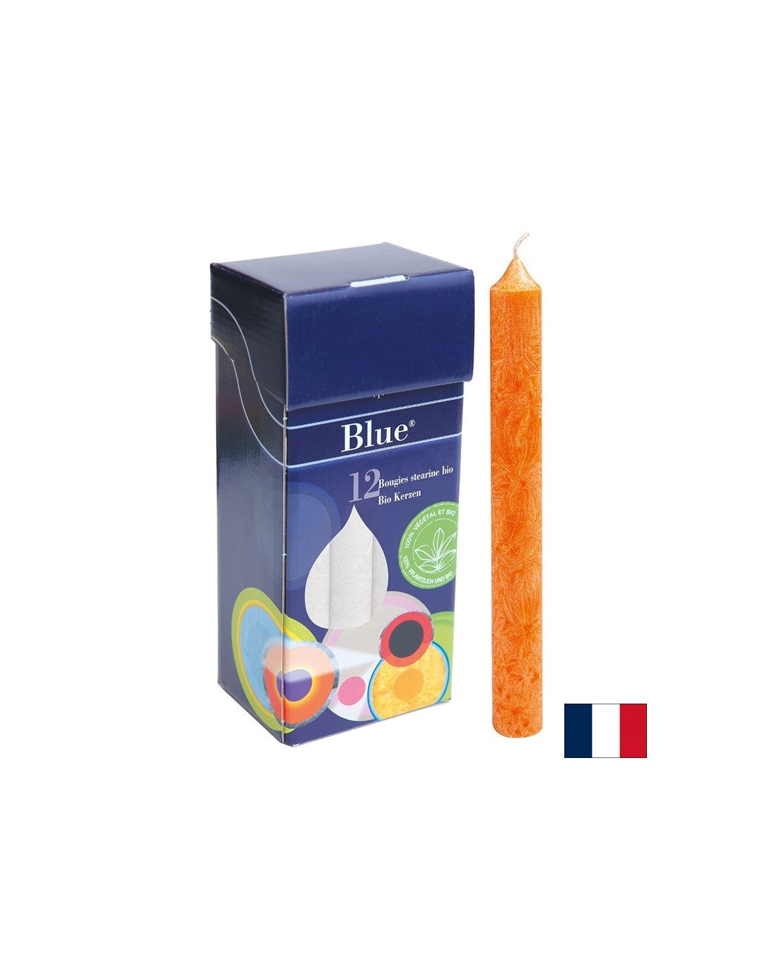 Lumânări cu stearină - portocaliu, BIO, 12 buc.