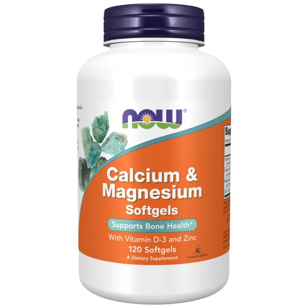 Capsule moi de calciu și magneziu / cu vitamina D și zinc - 120 capsule de gel