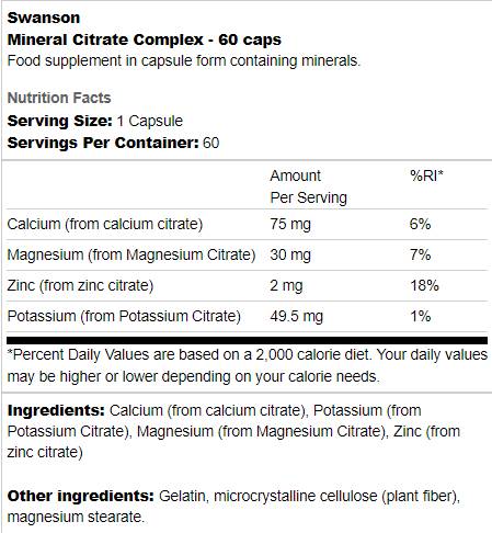 Complex de citrat mineral - 60 capsule