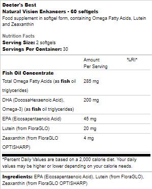 BEST Natural Vision Enhancers - 60 de capsule de gel