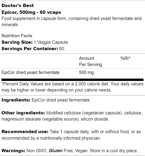 Epicor 500 mg | Imunogeni cu metaboliți înalți - 60 capsule