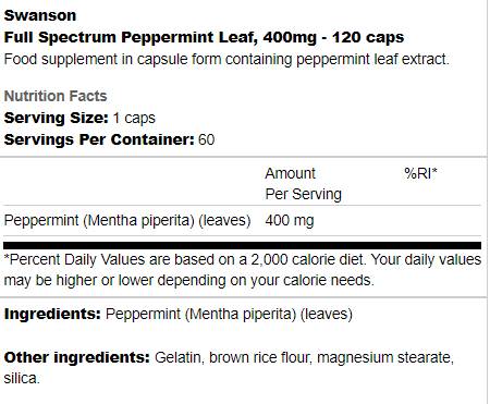 Full Spectrum Peppermint Leaf 400 mg 120 capsule