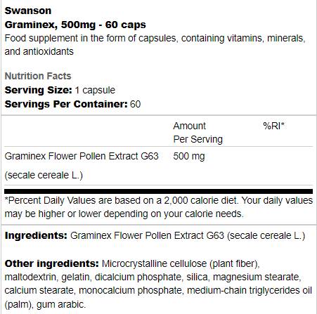 Graminex 500mg | Extract de polen de flori 60 capsule