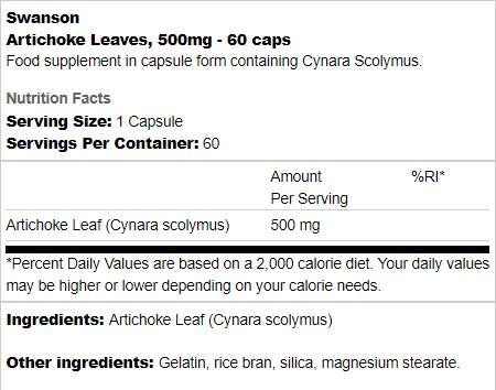 Frunze de anghinare 500 mg 60 capsule