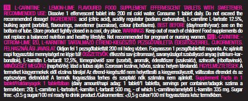 L-carnitină efervescentă 500 mg / 20 comprimate.