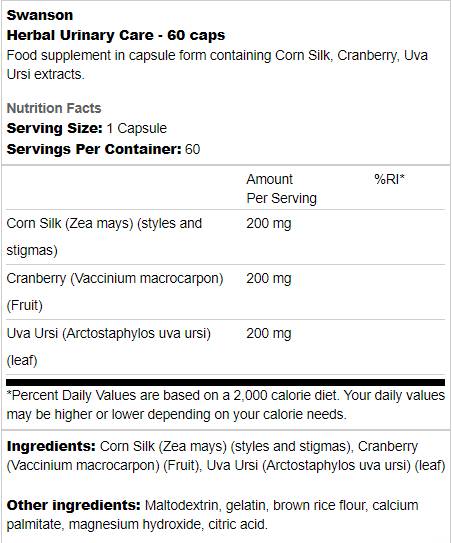 Ingrijire urinara pe baza de plante 60 capsule