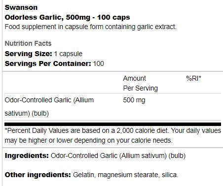 Usturoi inodor 500 mg 100 capsule