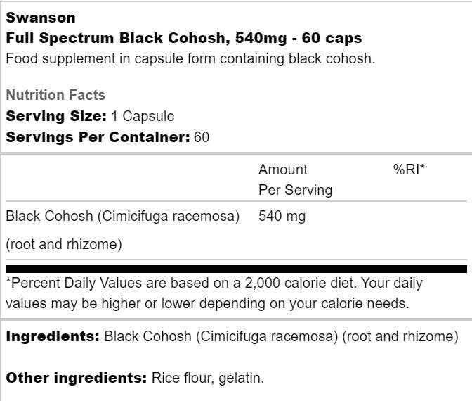 Full Spectrum Black Cohosh 540 mg - 60 capsule