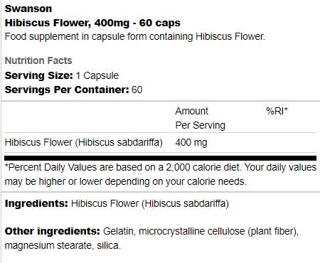 Floare de hibiscus 400 mg 60 capsule