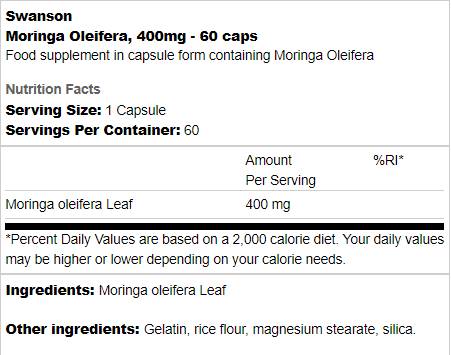 Moringa Oleifera 400 mg 60 capsule
