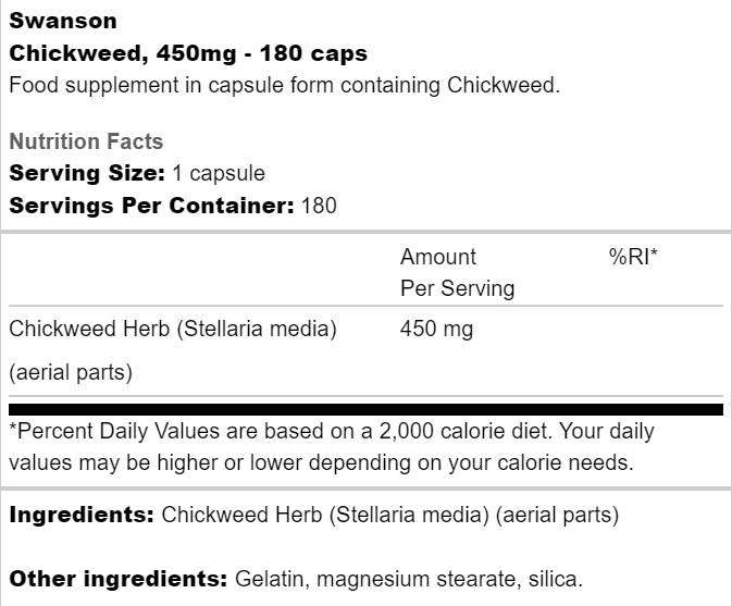 Chickweed 450 mg 180 capsule