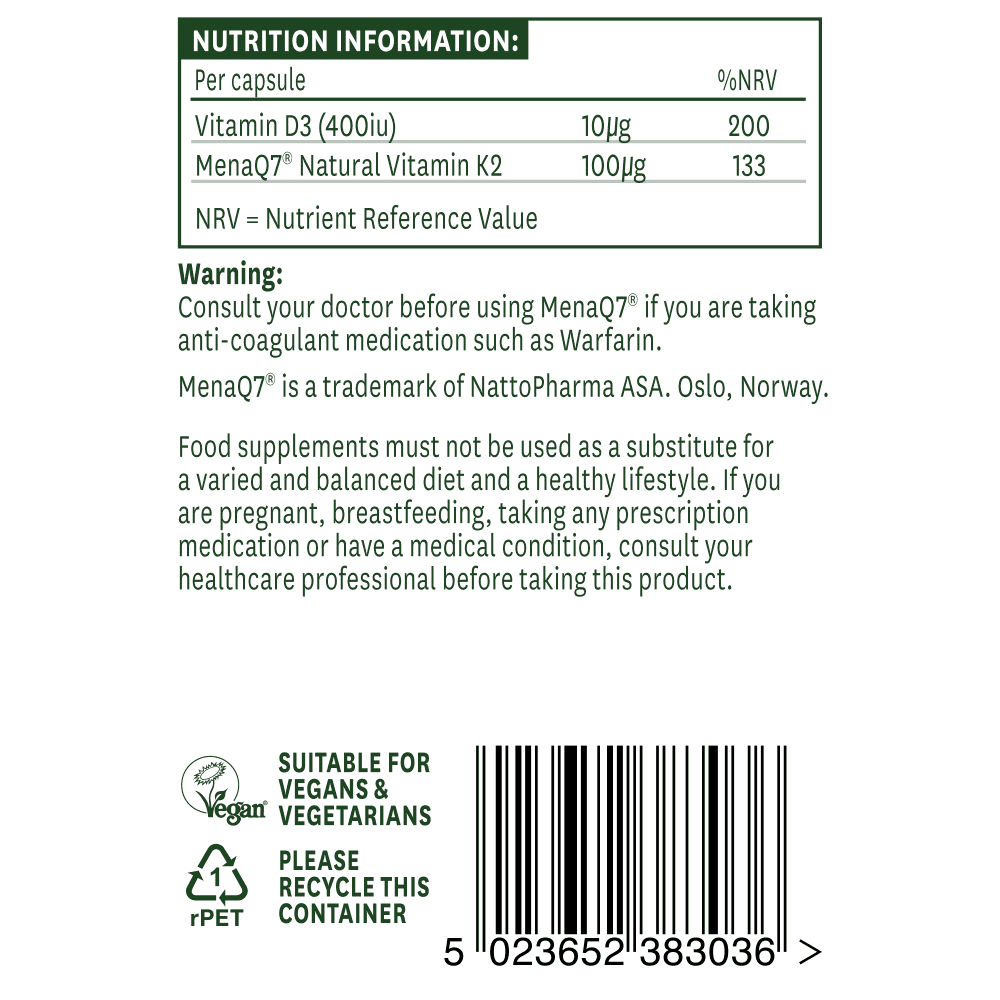 Vitamina naturala K2 + D3 (Vitamina K2 + D3) 100 mcg 30 capsule NaturesAid