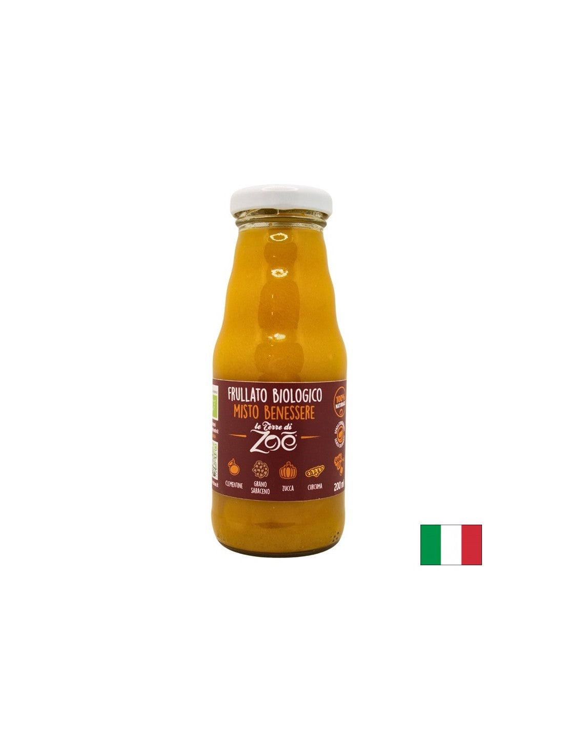 Smoothie organic cu mandarină, dovleac, hrișcă, turmeric, 200 ml