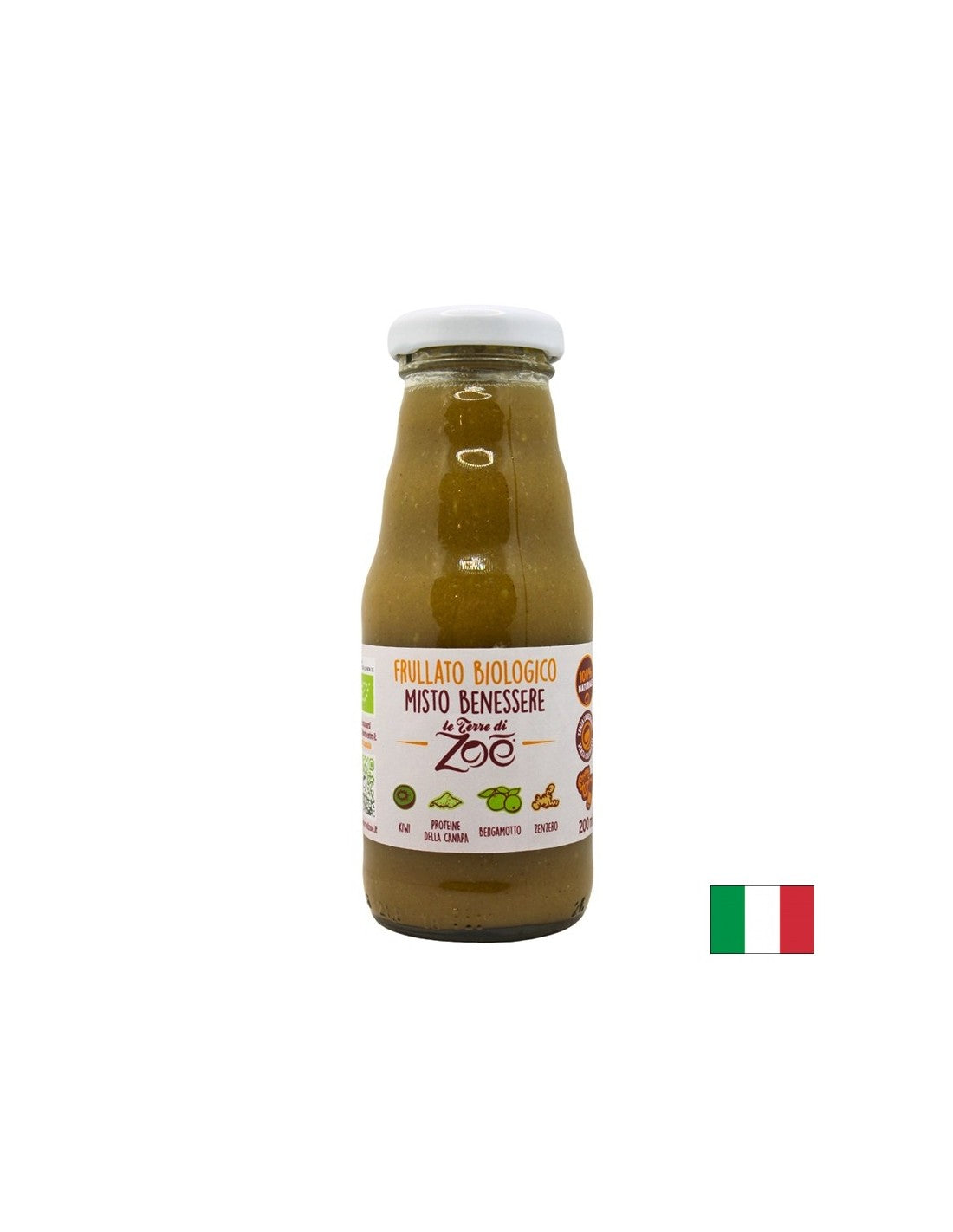 Smoothie organic cu kiwi, bergamotă, cânepă și ghimbir, 200 ml