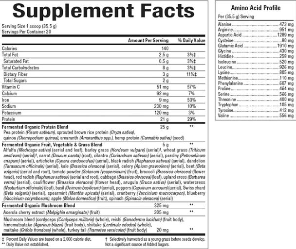 Întregul pământ și mare | 100% proteine organice fermentate și verdeață, ciocolată - 656 grame