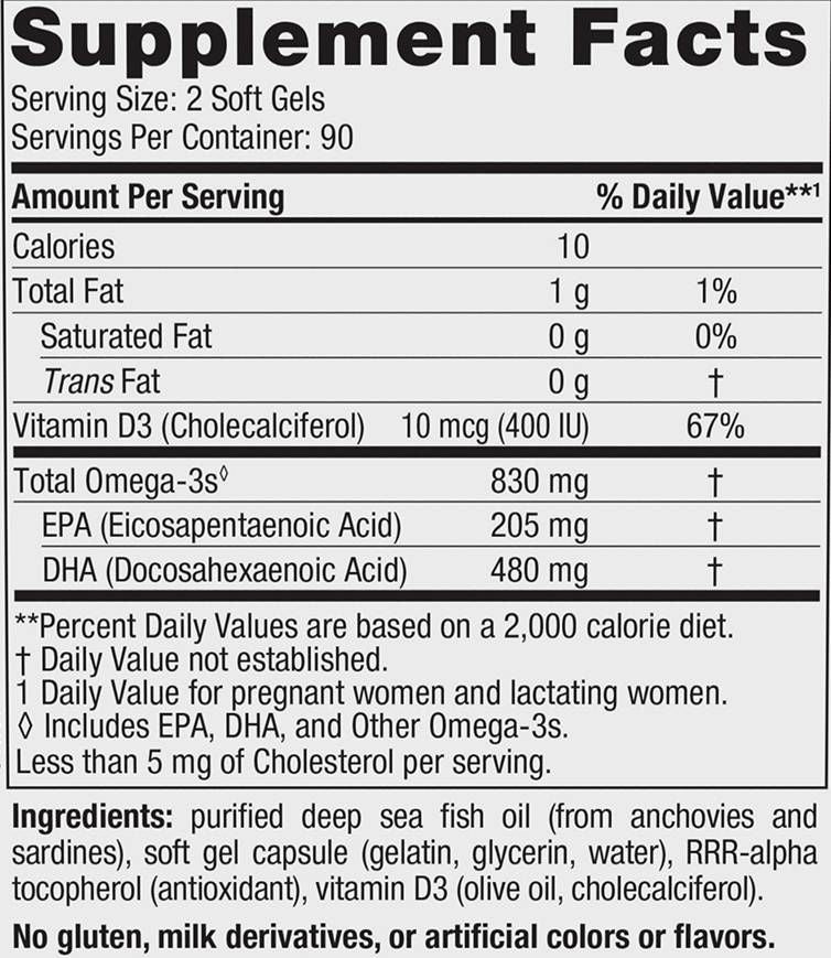 DHA prenatal 830 mg | Cu 400 UI D3 - 90 capsule de gel masticabile