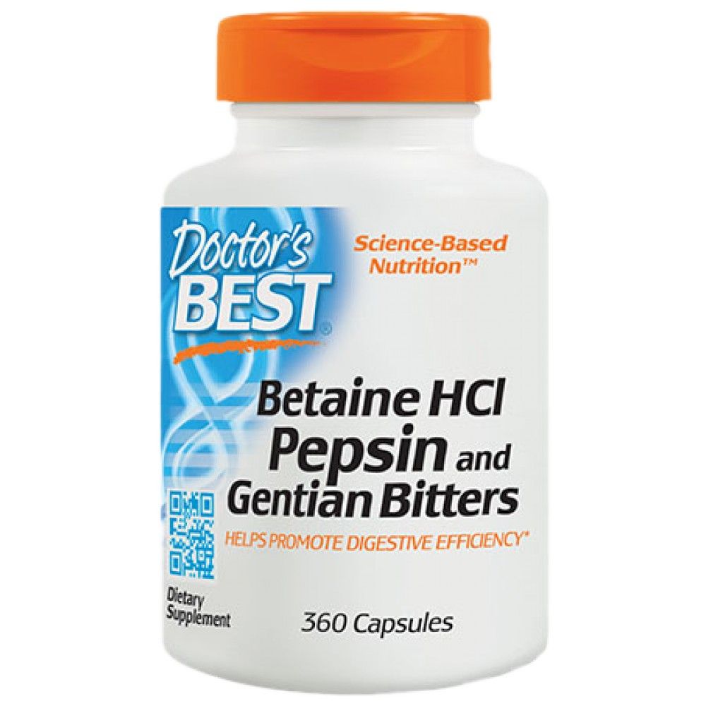 BEST Betaine HCL 650 mg / cu pepsină și bitter de gențiană - 360 capsule