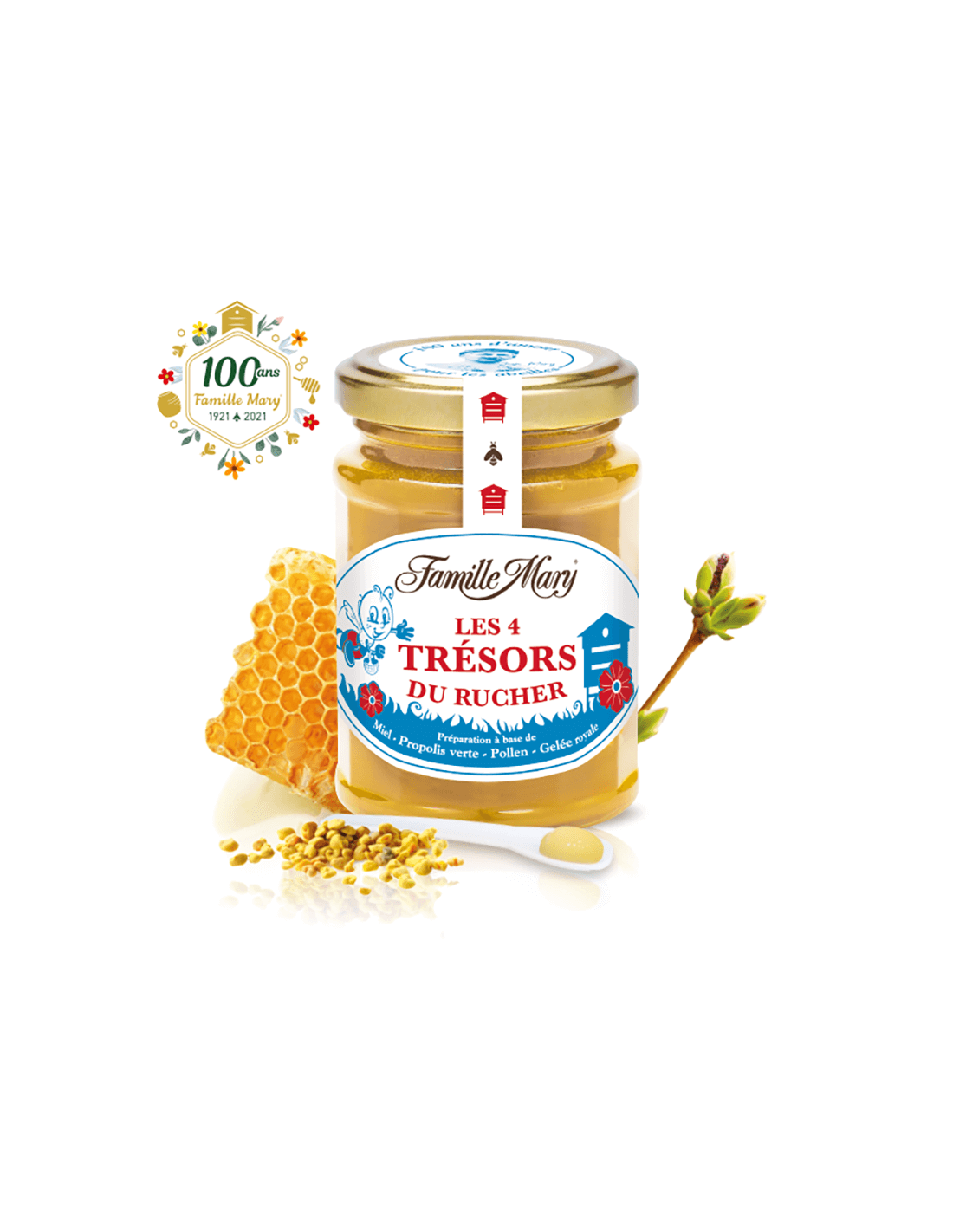 Cele patru comori ale stupinei (miere, propolis verde, polen de albine si laptisor de matca), 230 g
