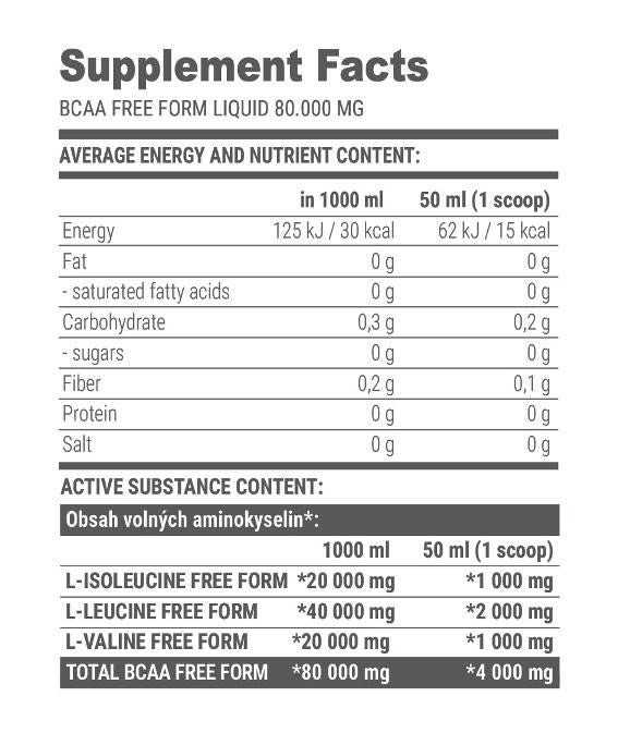 LICHID BCAA în formă liberă 80000 mg - 1000 ml