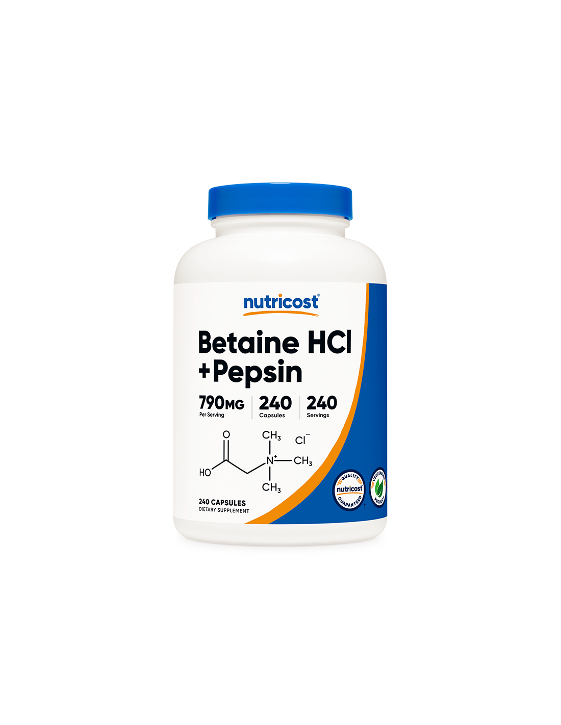 Digestie - Clorhidrat de Betaină + Pepsină, 240 capsule Nutricost