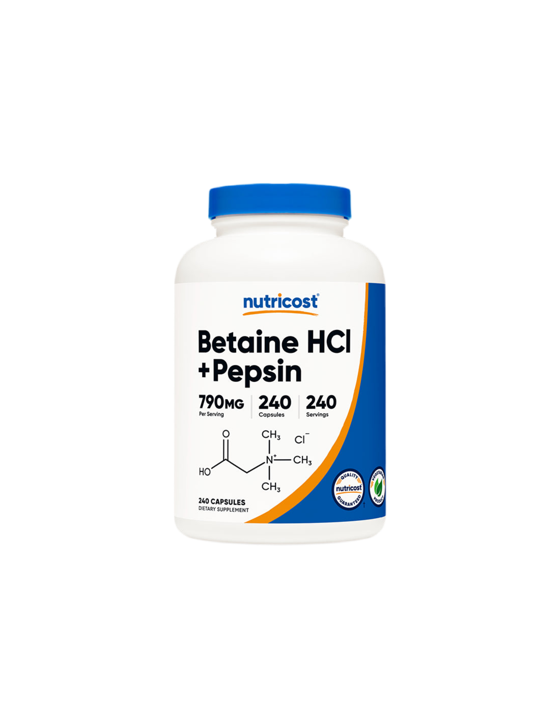 Digestie - Clorhidrat de Betaină + Pepsină, 240 capsule Nutricost