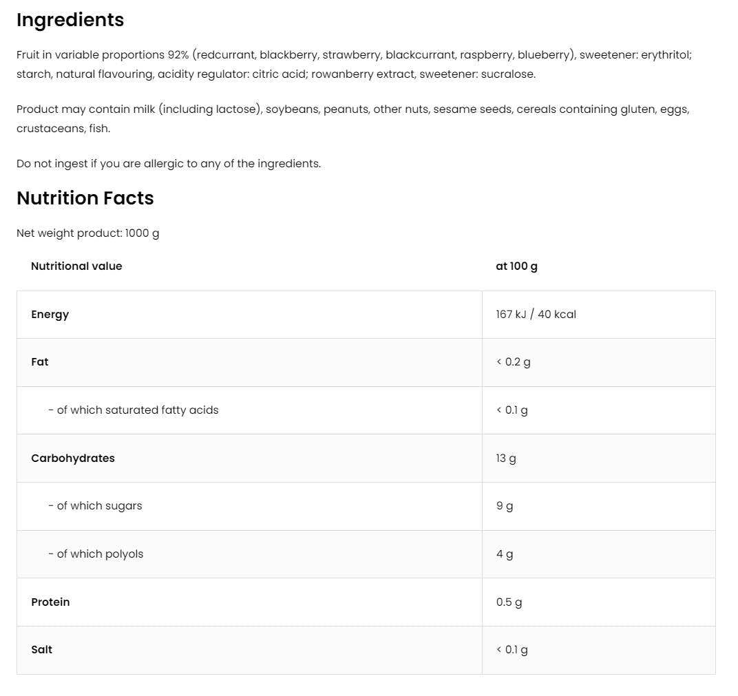 Jeleu de fructe de pădure | 92% fructe reale ~ fără zahăr adăugat 1000 grame