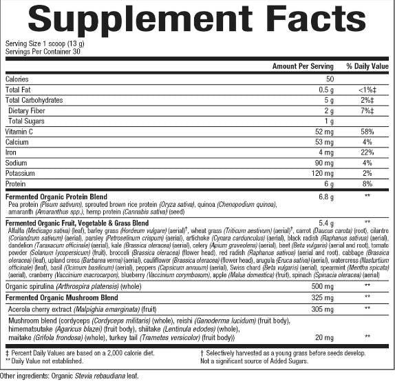 Whole Earth & Sea | 100% Fermented Organic Greens, Unflavored - 390 grams - Nutra Best Europe