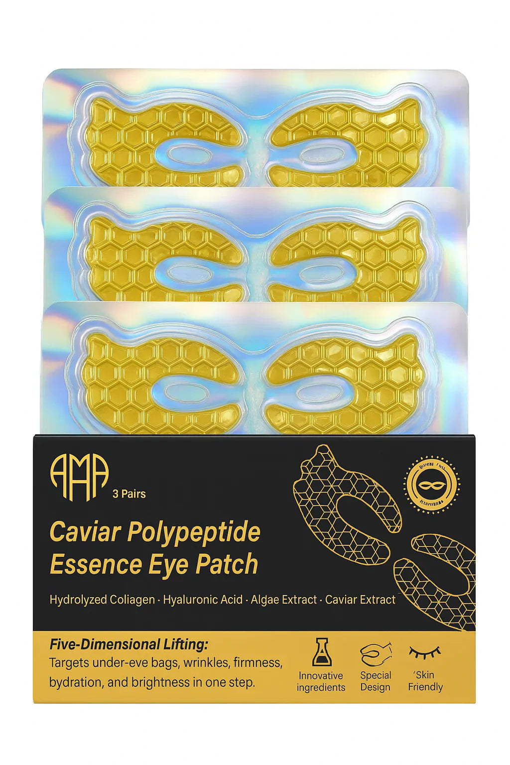 Caviar Polypeptide Essence Essence Patch - Colagen intensiv și îngrijire de hidratare (3 PC -uri)