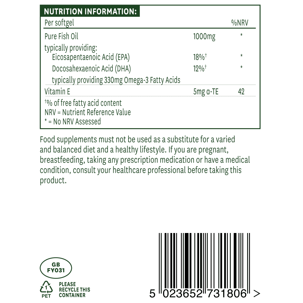 Ulei de pește Omega 3 (ulei de pește Omega 3) 1000 mg 180 capsule moi NaturesAid