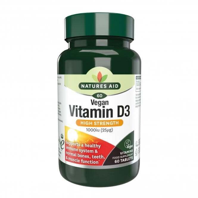 Vitamina D3 (Vitamina D3) 1000iu 60 tablete vegane NaturesAid