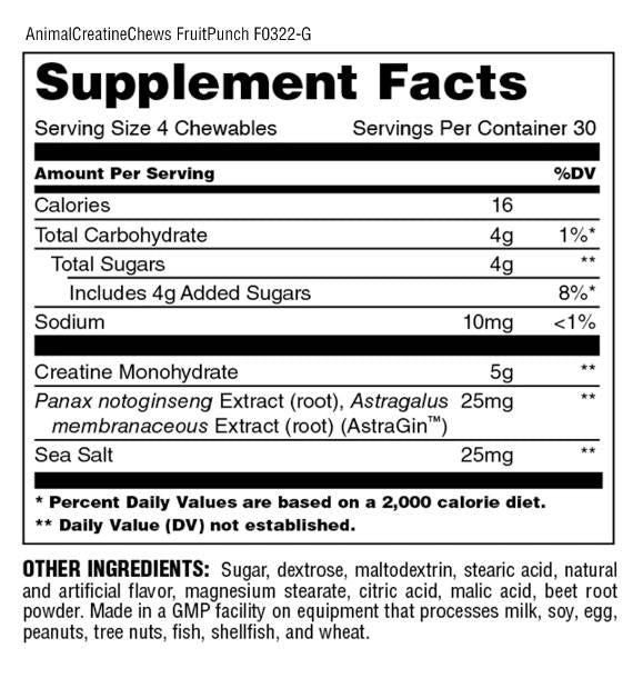 Mestec de creatină animală | cu AstraGin® - 120 tablete masticabile