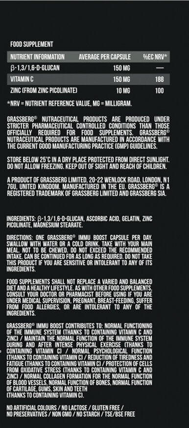 GRASSBERG Immu Boost - Beta Glucans 60 Caps - Feel You