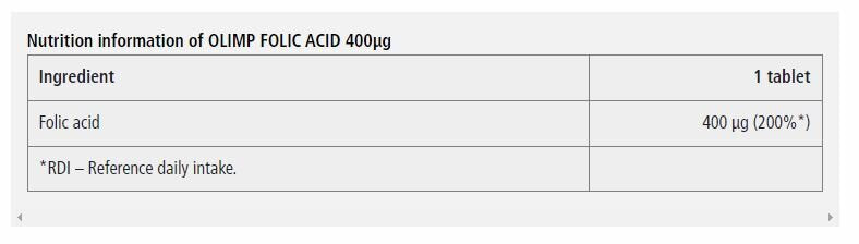 Acid folic 400 mcg / Acid folic - 30 tablete OLIMP
