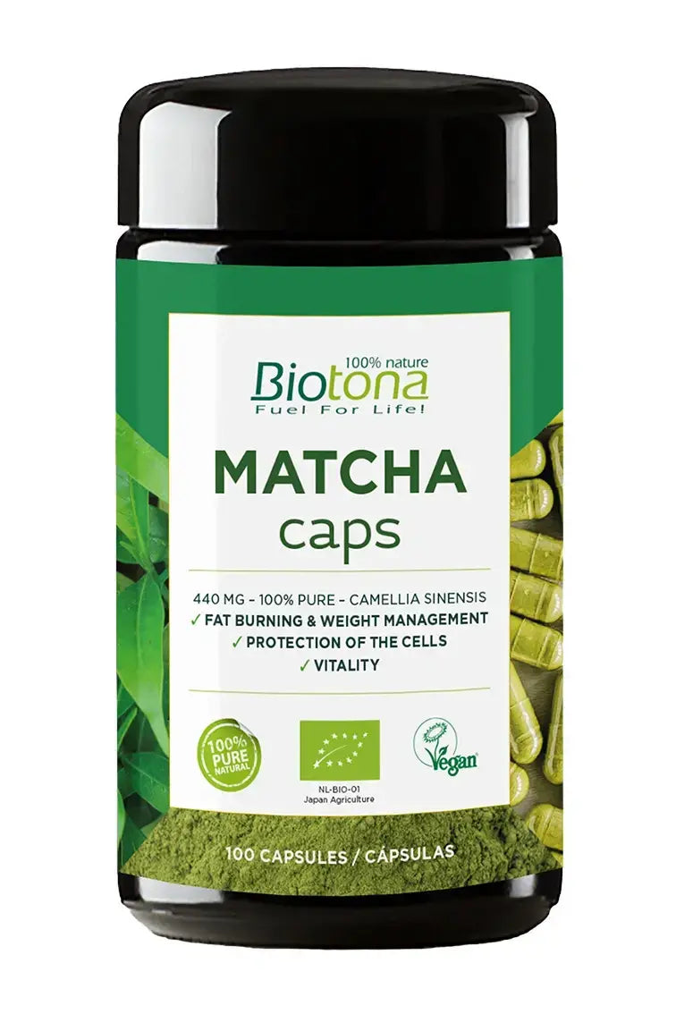 Ceai bio Matcha 440 mg /100 capsule, 50 doze/ Biotona