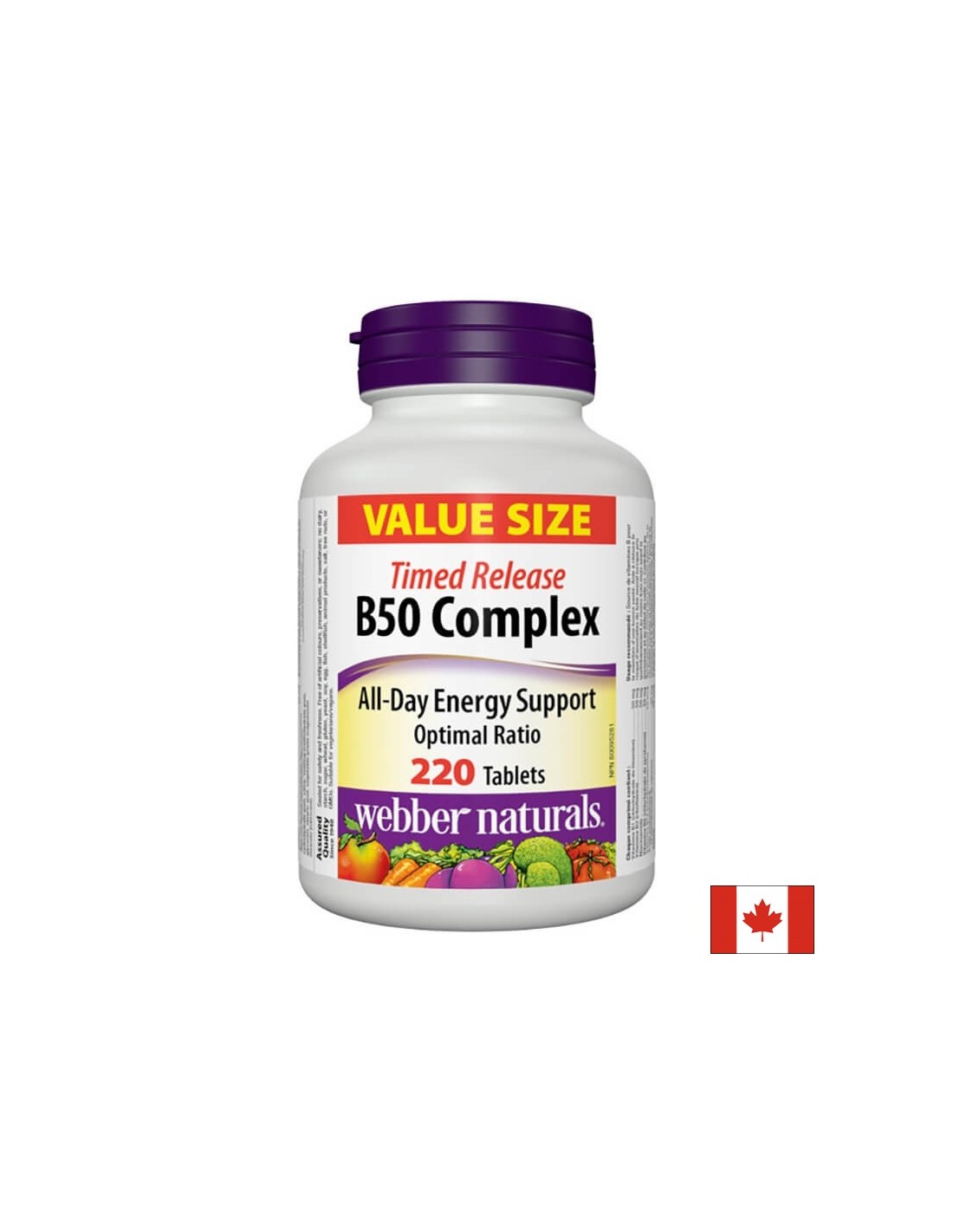 Energie, activitatea creierului și sistemul cardiovascular - Complex de vitamina B50, 220 tablete