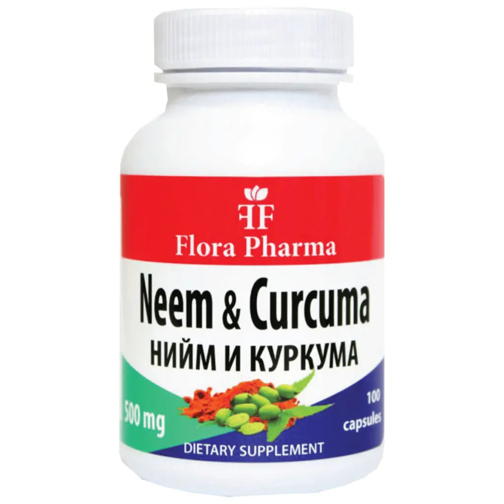 Neem și turmeric 500 mg. /Neem & Curcuma longa / 100 capsule Flora Pharma